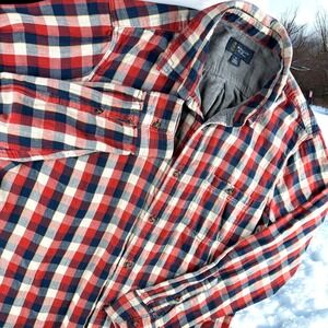 Wallin & Bros Shirt Men XL Plaid Button Up Red Blue White Cotton Long Sleeve